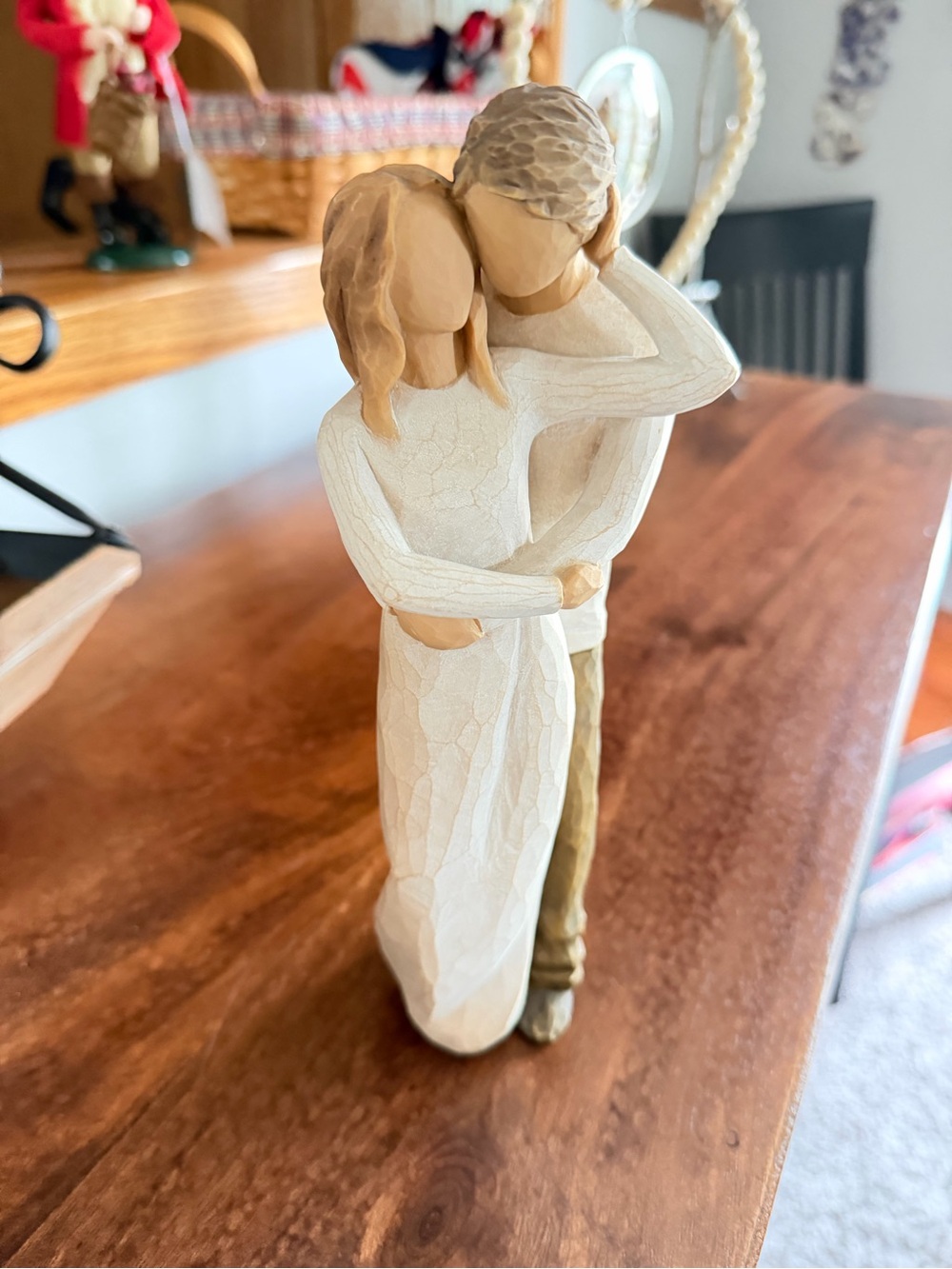 Demdaco Embracing Couple Sculpture - Cream and Tan